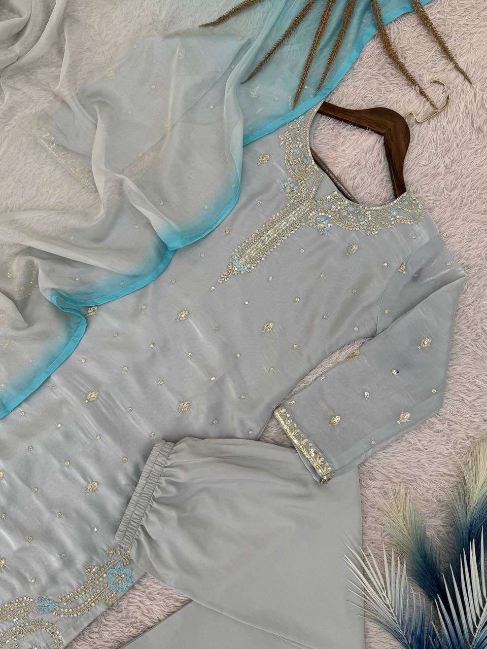 JD 629 SILK EMBROIDERY DESIGNER FESTIVE WEAR LADIES SUIT