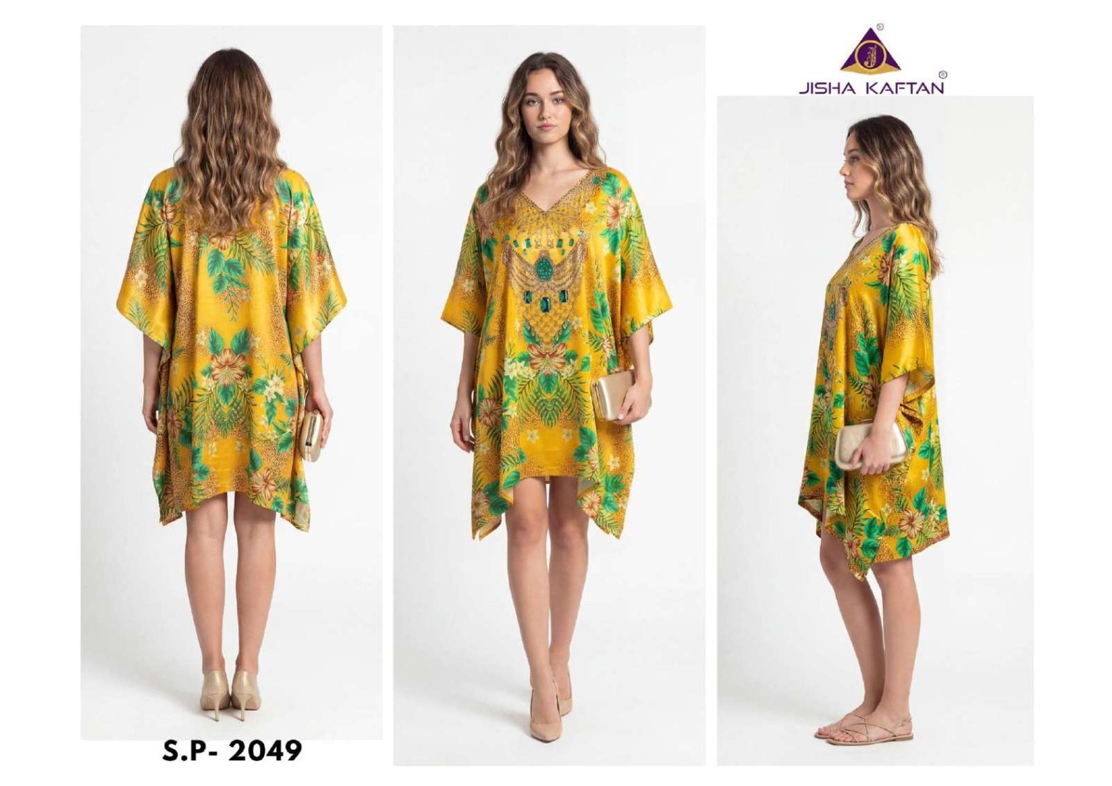 JELITE JISHA KAFTAN SILK PONCHO VOL 7 FEATHER SILK DIGITAL PRINT KAFTAN 