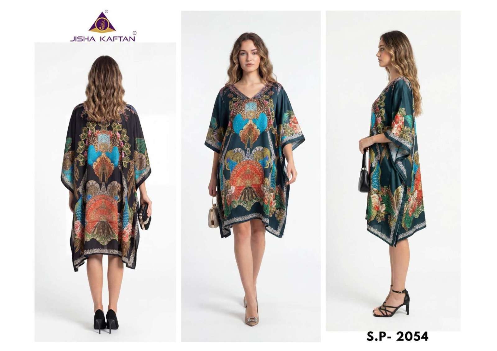 JELITE JISHA KAFTAN SILK PONCHO VOL 7 FEATHER SILK DIGITAL PRINT KAFTAN 