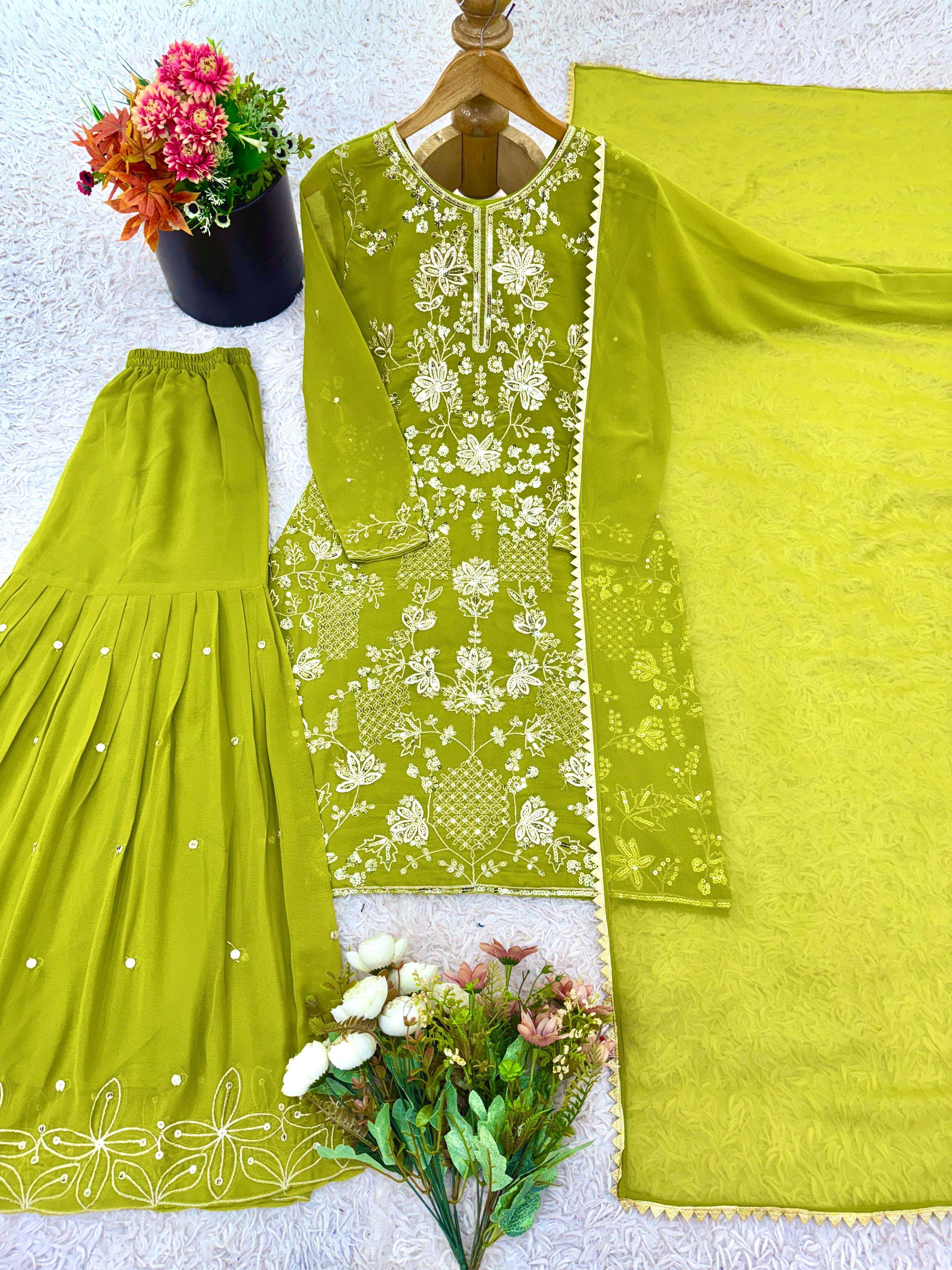 JF 027 GEORGETTE EMBROIDERY DESIGNER WORK PARTY WEAR LADIES SUIT