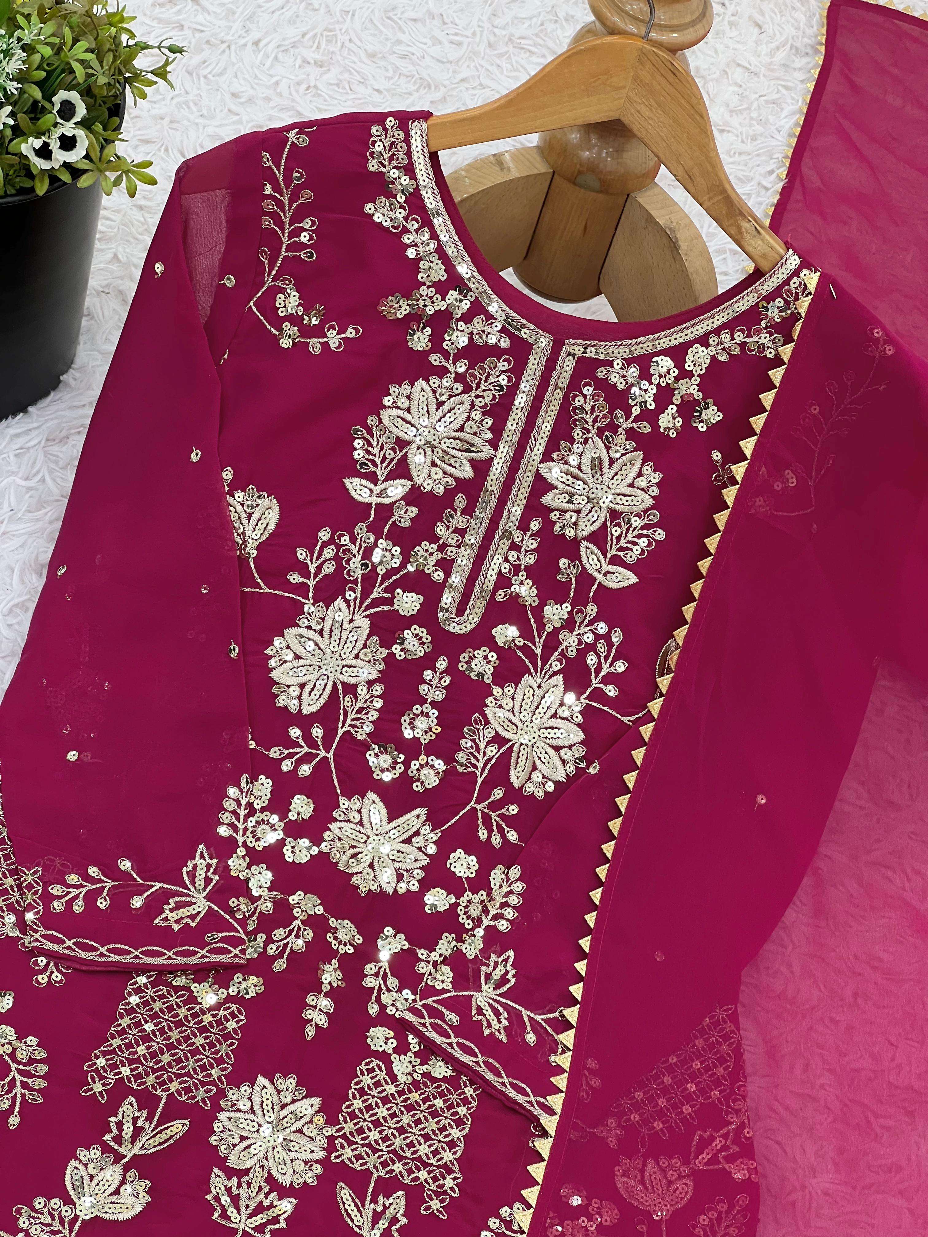 JF 027 GEORGETTE EMBROIDERY DESIGNER WORK PARTY WEAR LADIES SUIT