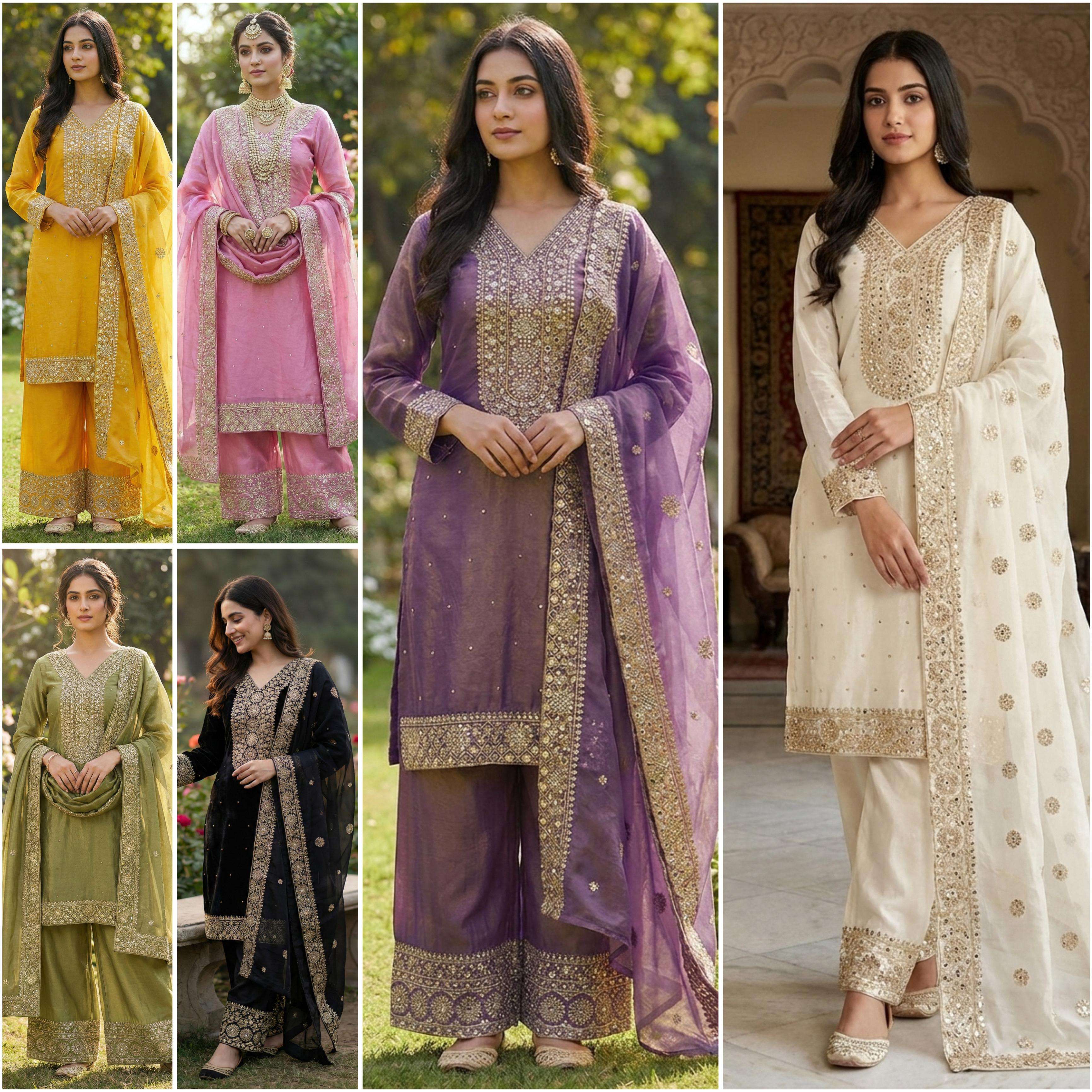 JF 040 SILK BEAUTIFUL DESIGNER PARTY WEAR LOOK DESIGNER SUIT
