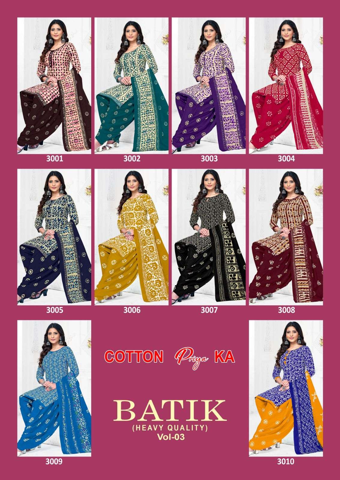 JS PRIYA BATIK PRINT VOL 3 COTTON PRINTED PATIYALA DRESS 