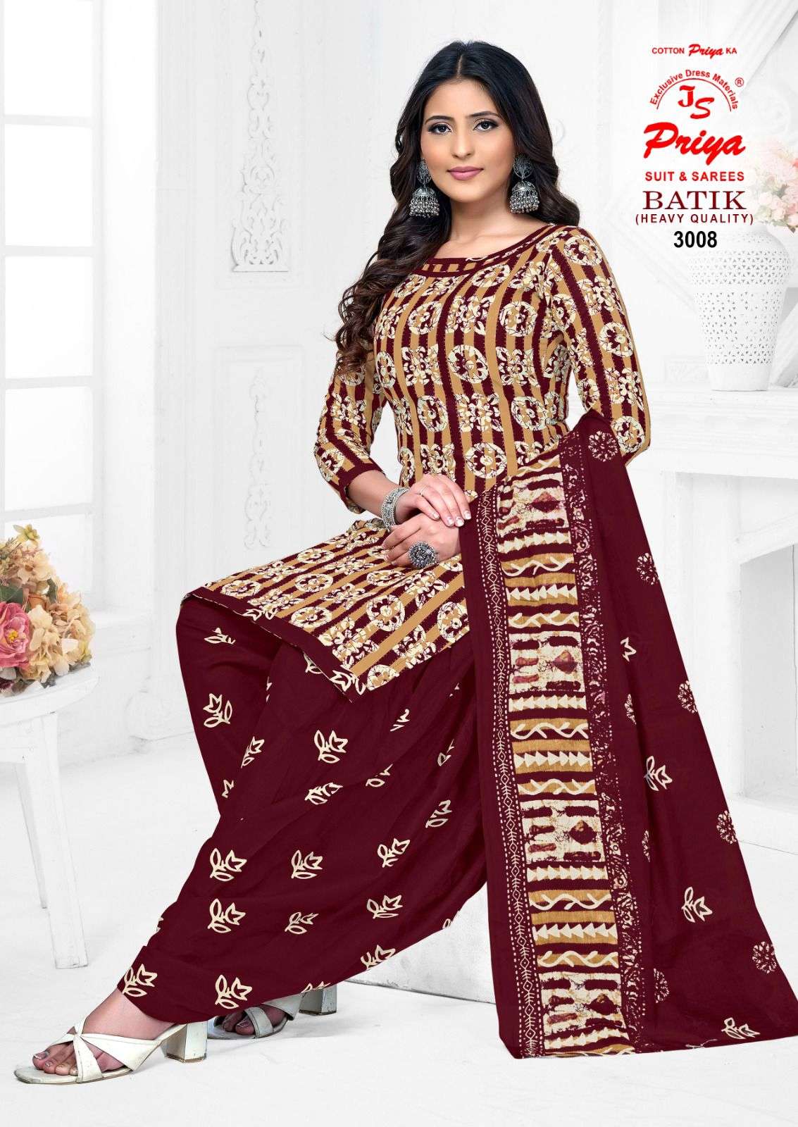 JS PRIYA BATIK PRINT VOL 3 COTTON PRINTED PATIYALA DRESS 