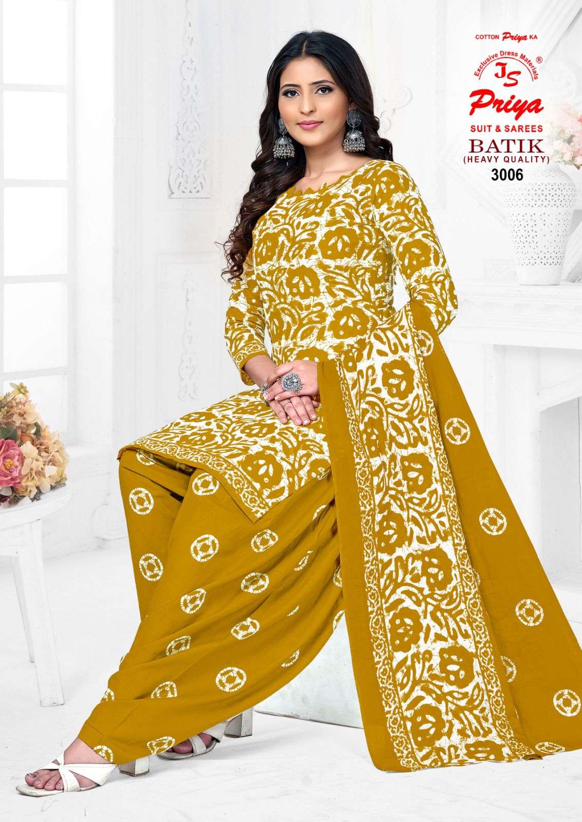 JS PRIYA BATIK PRINT VOL 3 COTTON PRINTED PATIYALA DRESS 