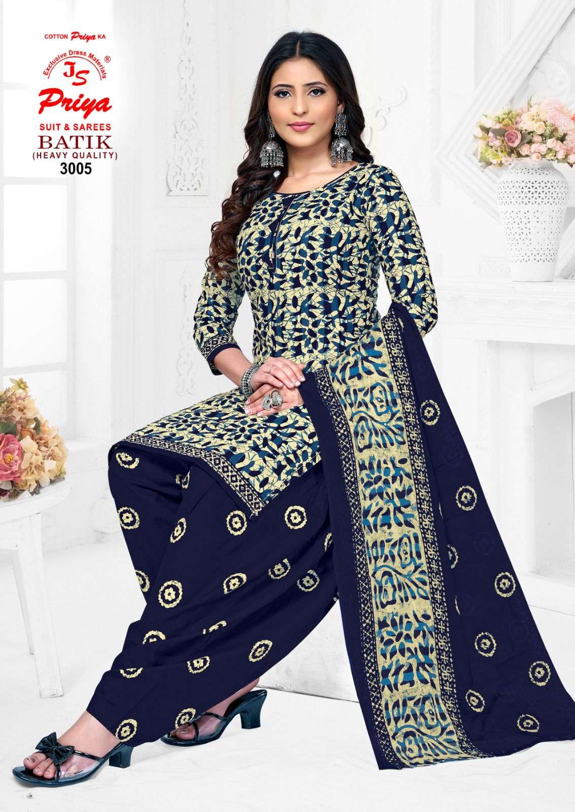 JS PRIYA BATIK PRINT VOL 3 COTTON PRINTED PATIYALA DRESS 