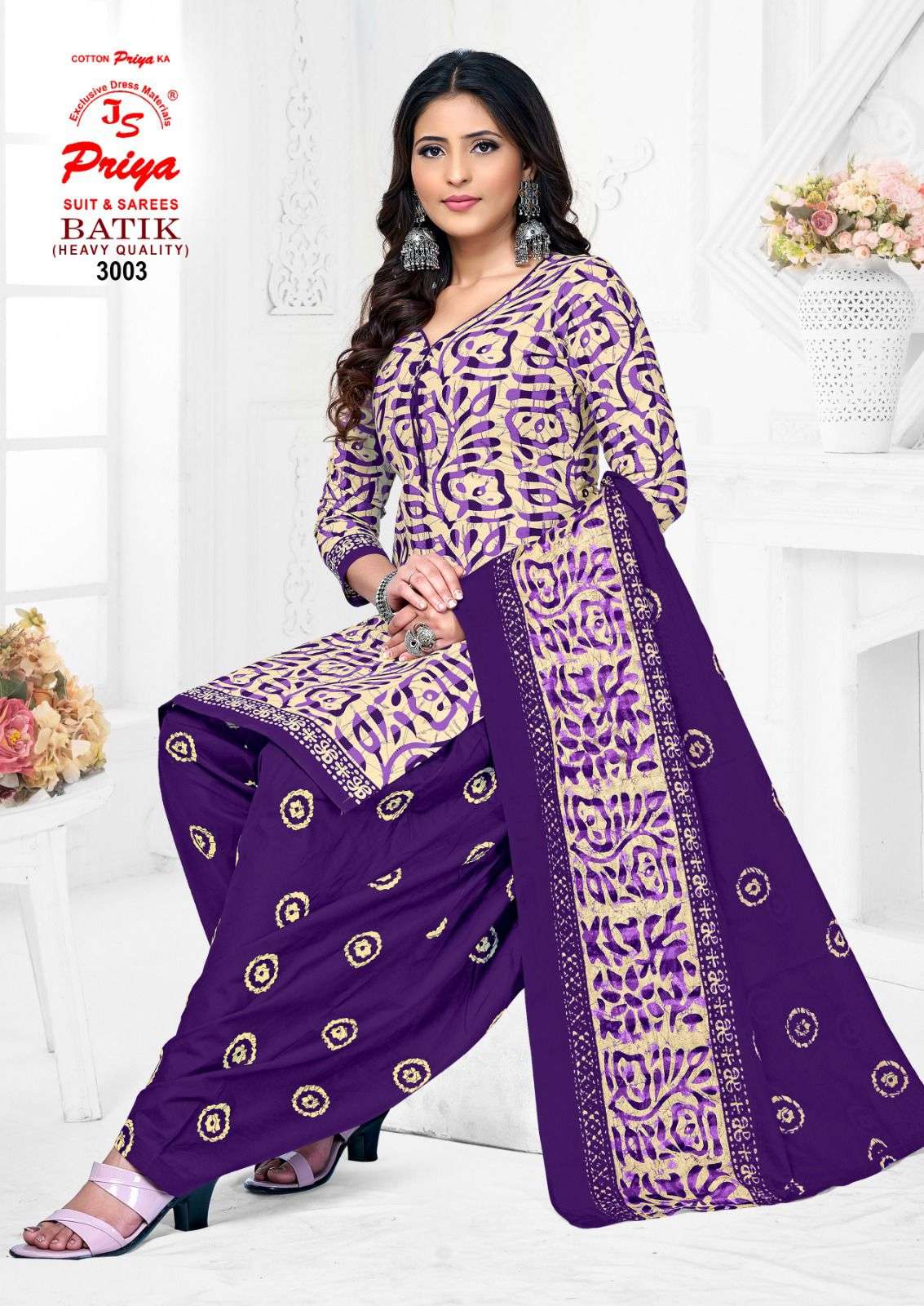 JS PRIYA BATIK PRINT VOL 3 COTTON PRINTED PATIYALA DRESS 