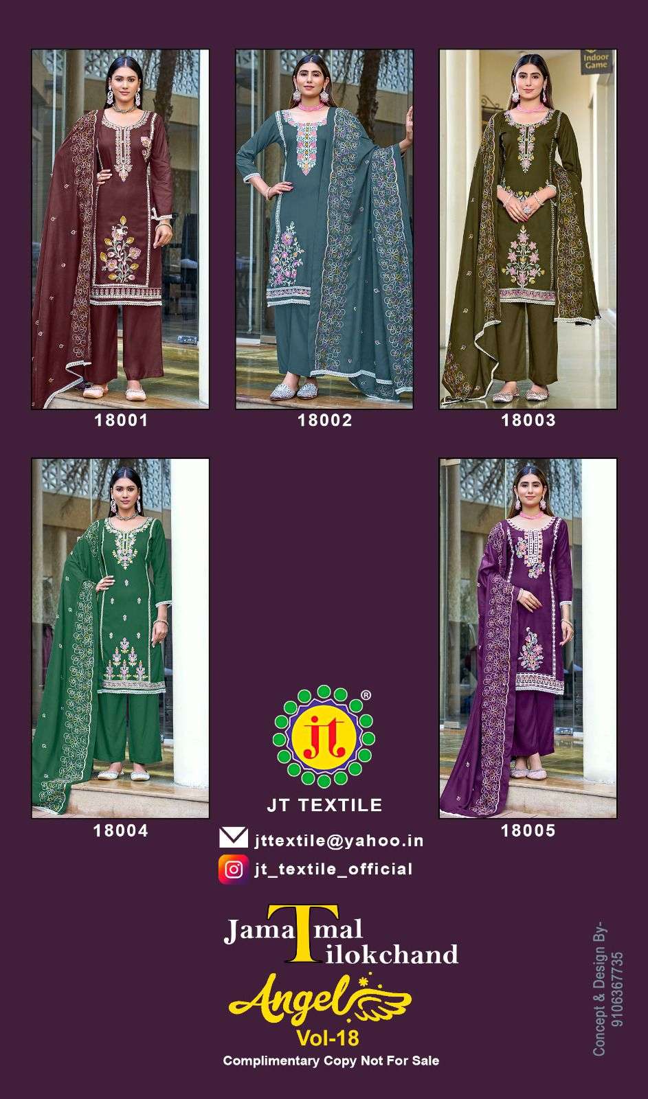 JT ANGEL VOL 18 RAYON FANCY EMBROIDERY WITH LACE WORK SUIT