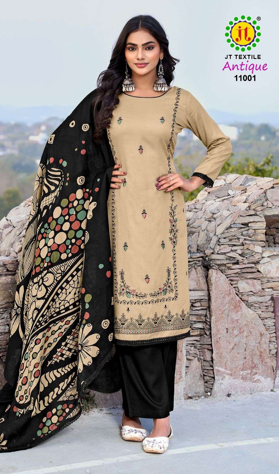 JT ANTIQUE VOL 11 RAYON FANCY SEQUENCE EMBROIDERY WORKS SUIT