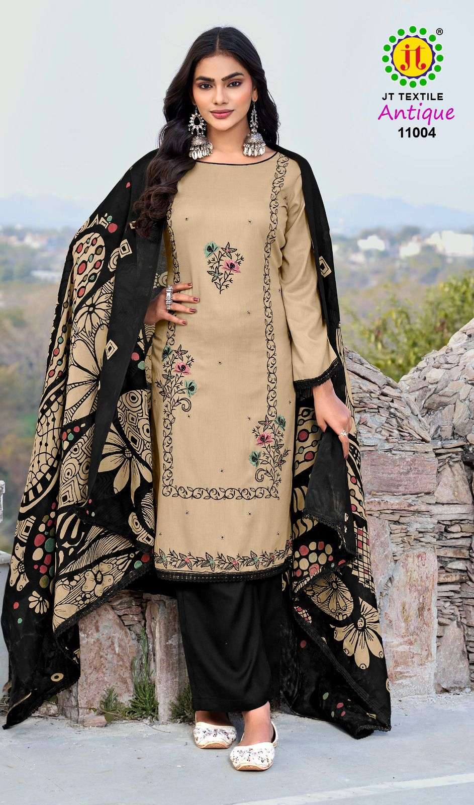 JT ANTIQUE VOL 11 RAYON FANCY SEQUENCE EMBROIDERY WORKS SUIT