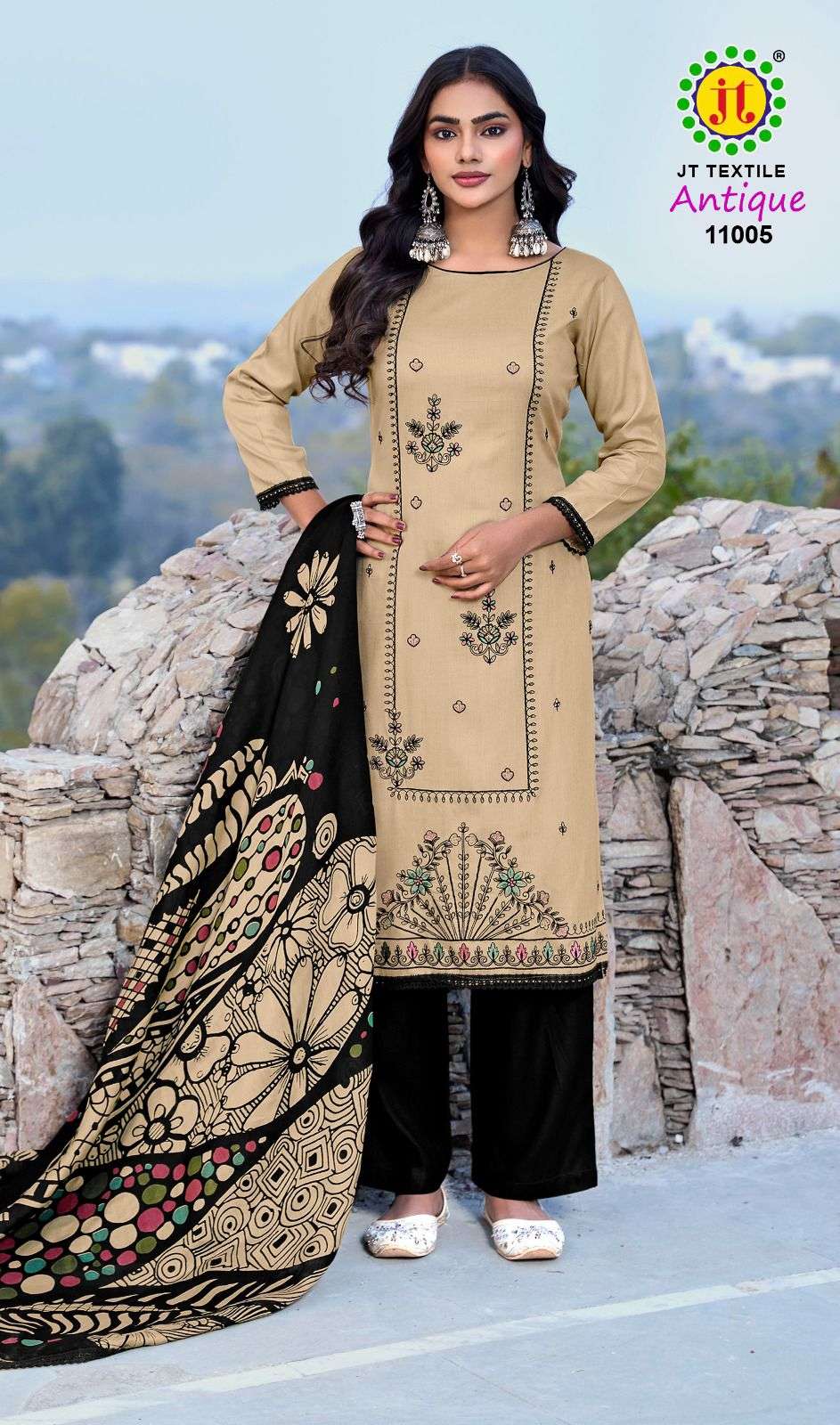 JT ANTIQUE VOL 11 RAYON FANCY SEQUENCE EMBROIDERY WORKS SUIT