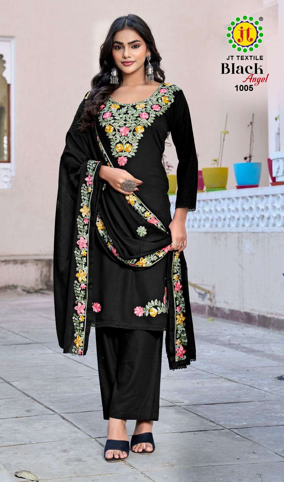 JT BLACK ANGEL VOL 1 RAYON FANCY WORKS LADIES SALWAR SUIT