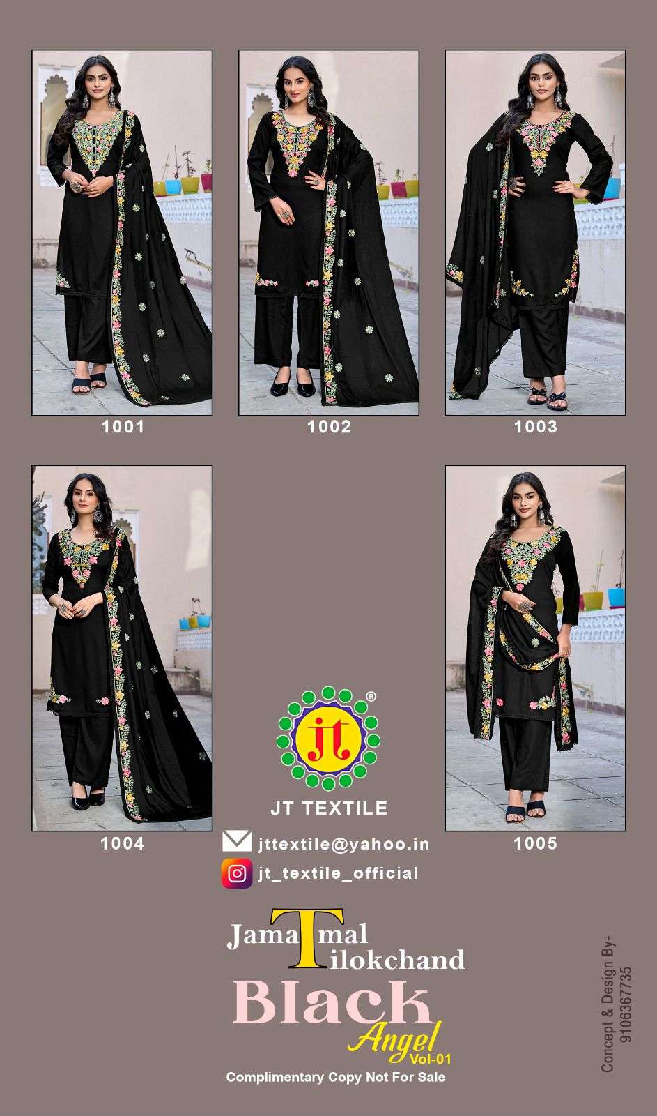 JT BLACK ANGEL VOL 1 RAYON FANCY WORKS LADIES SALWAR SUIT