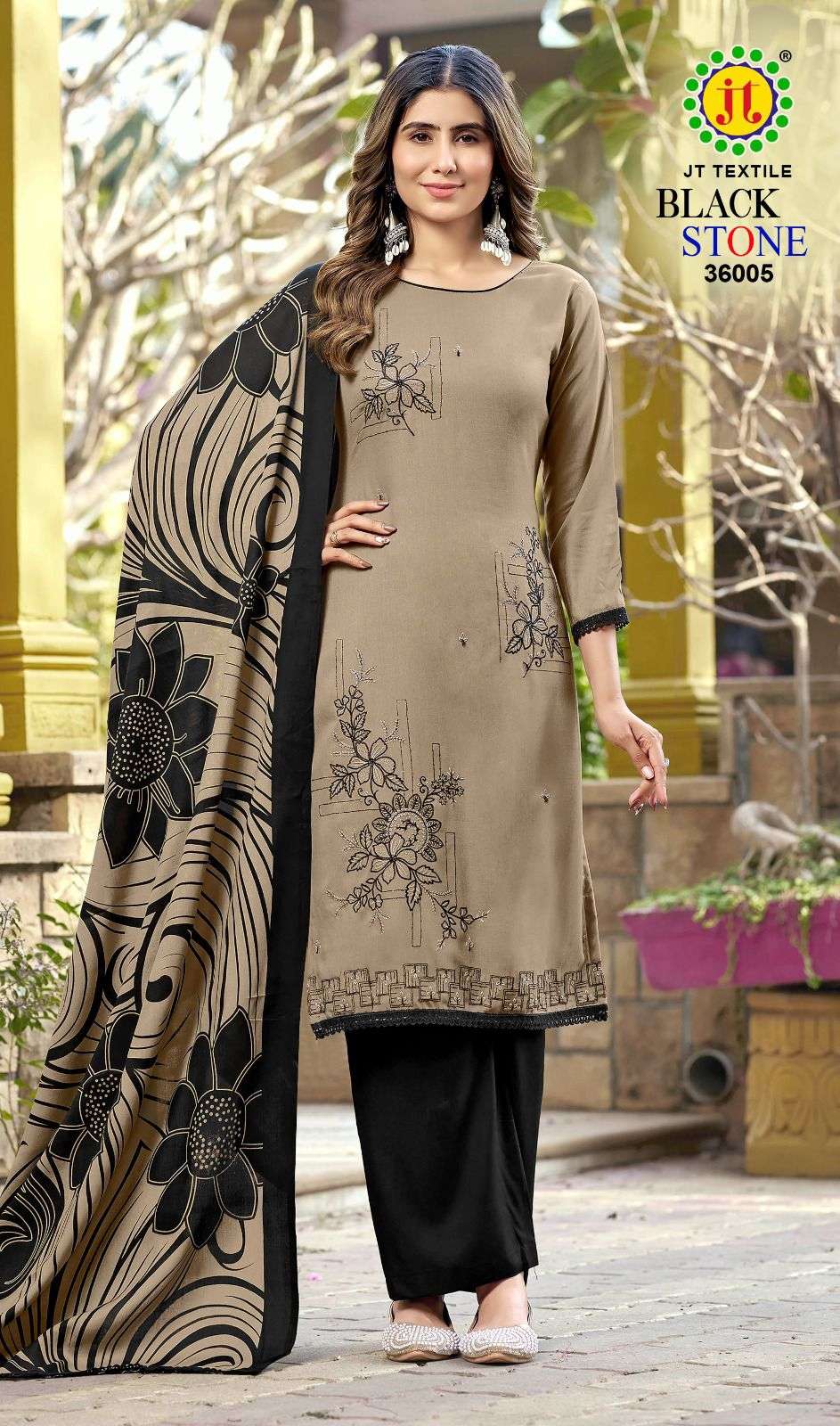 JT BLACK STONE VOL 36 RAYON FANCY SEQUENCE WORKS LADIES SALWAR SUIT