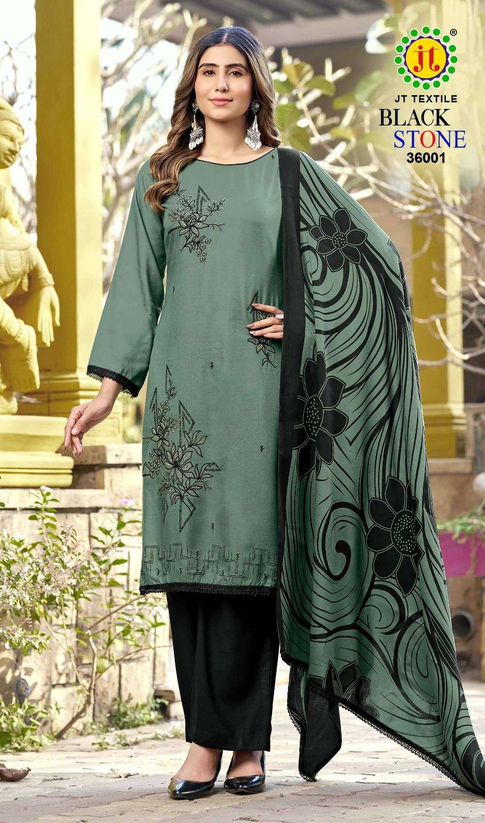 JT BLACK STONE VOL 36 RAYON FANCY SEQUENCE WORKS LADIES SALWAR SUIT
