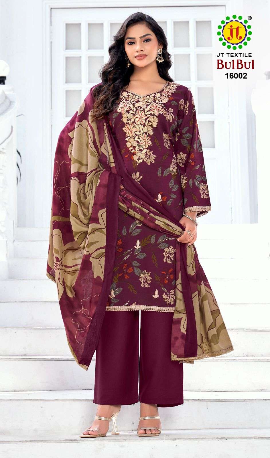 JT BULBUL VOL 16 RAYON PREMIUM WORKS LADIES WORK SALWAR SUIT