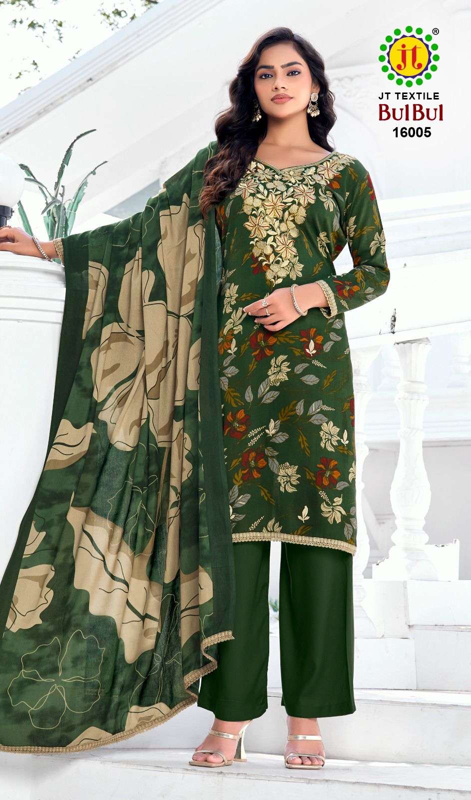 JT BULBUL VOL 16 RAYON PREMIUM WORKS LADIES WORK SALWAR SUIT