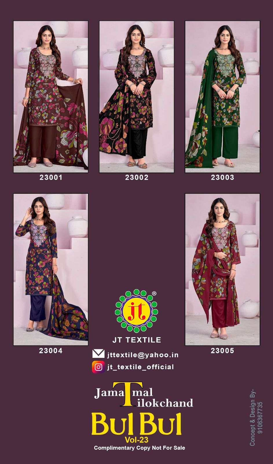 JT BULBUL VOL 23 RAYON PREMIUM WORKS LADIES SUIT	