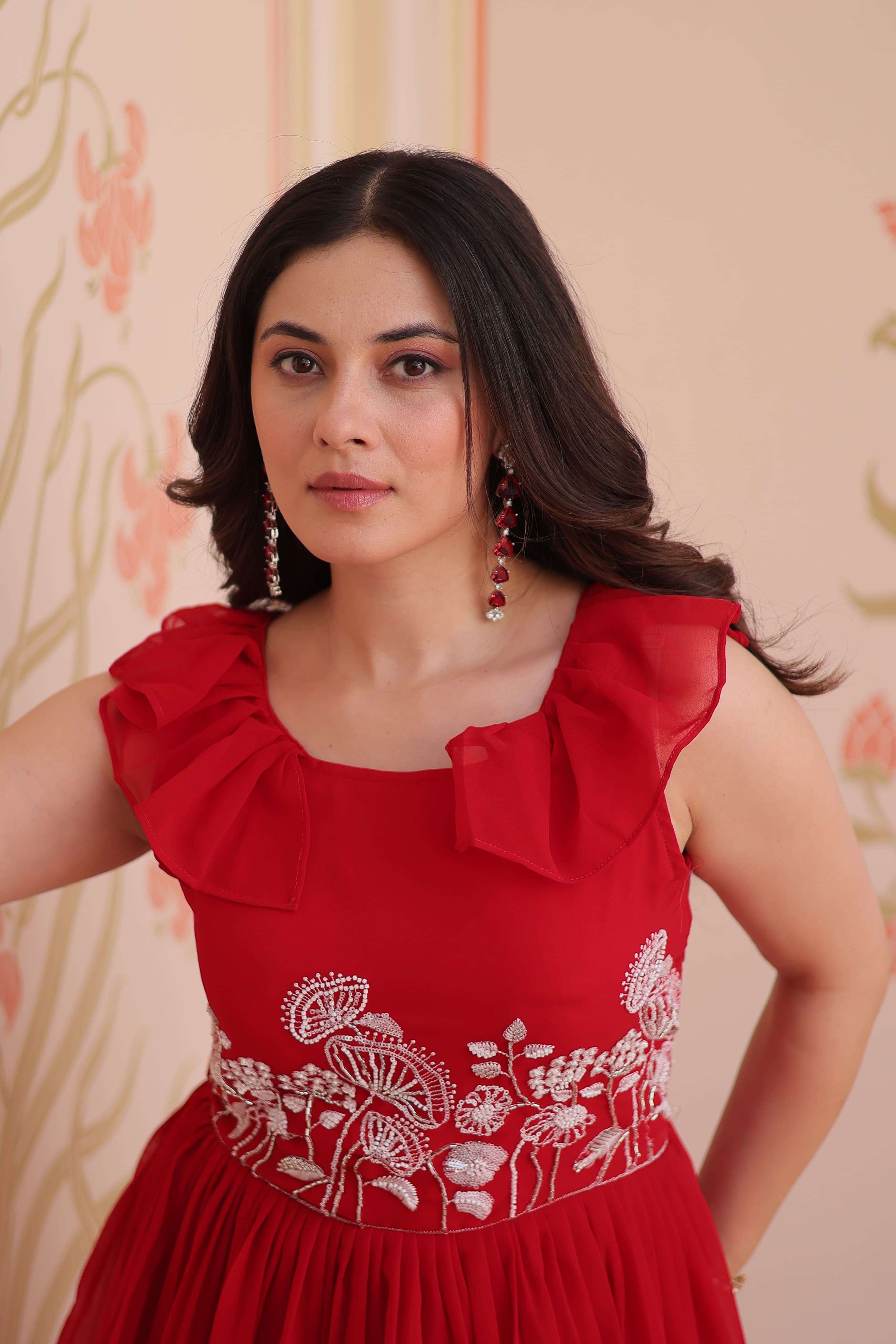 KA 1175 GEORGETTE DESIGNER PARTY WEAR LOOK PEPLUM STYLE GOWN