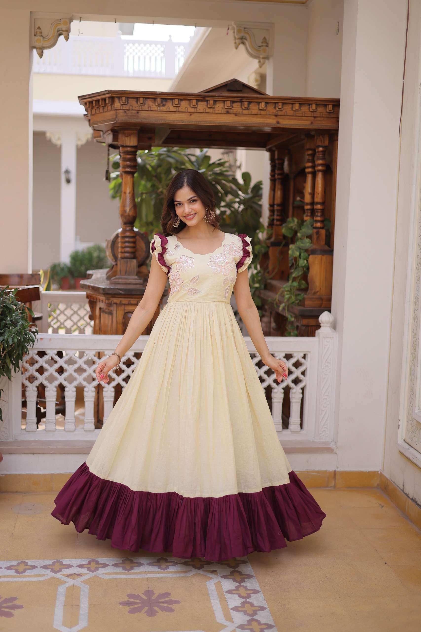 KA 1234 COTTON PREETY LOOKS DESIGNER LADIES GOWN 