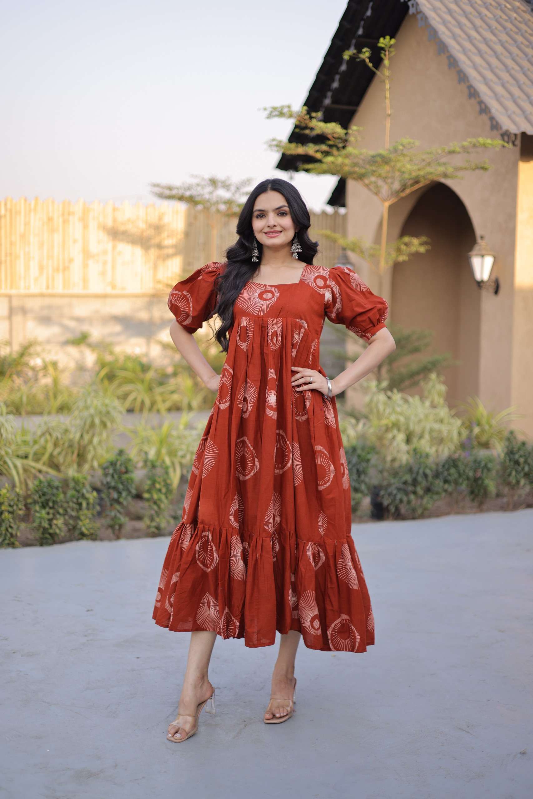 KA 1249 COTTON PRINTED FANCY SUMMER WEAR LADIES GOWN