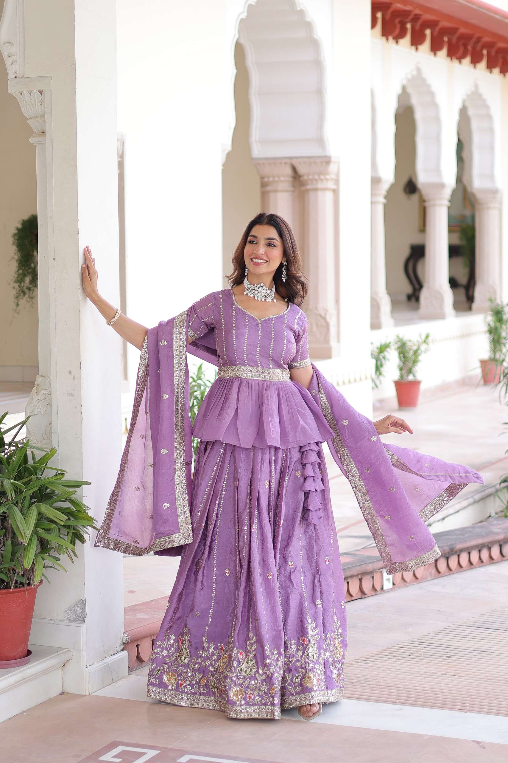 KA 5057 CRUSH FABRIC SEQUENCE EMBROIDERY DESIGNER FESTIVE WEAR LEHENGA CHOLI 