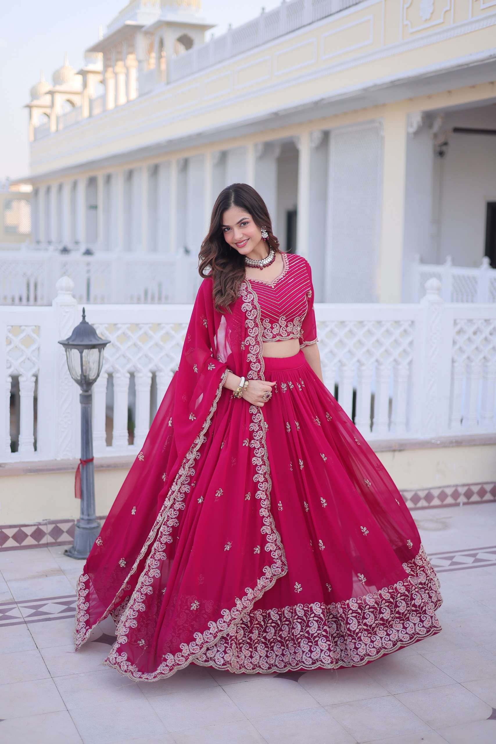KA 5064 GEORGETTE EMBROIDERY DESIGNER FESTIVE WEAR LEHENGA CHOLI COLLECTIONS 