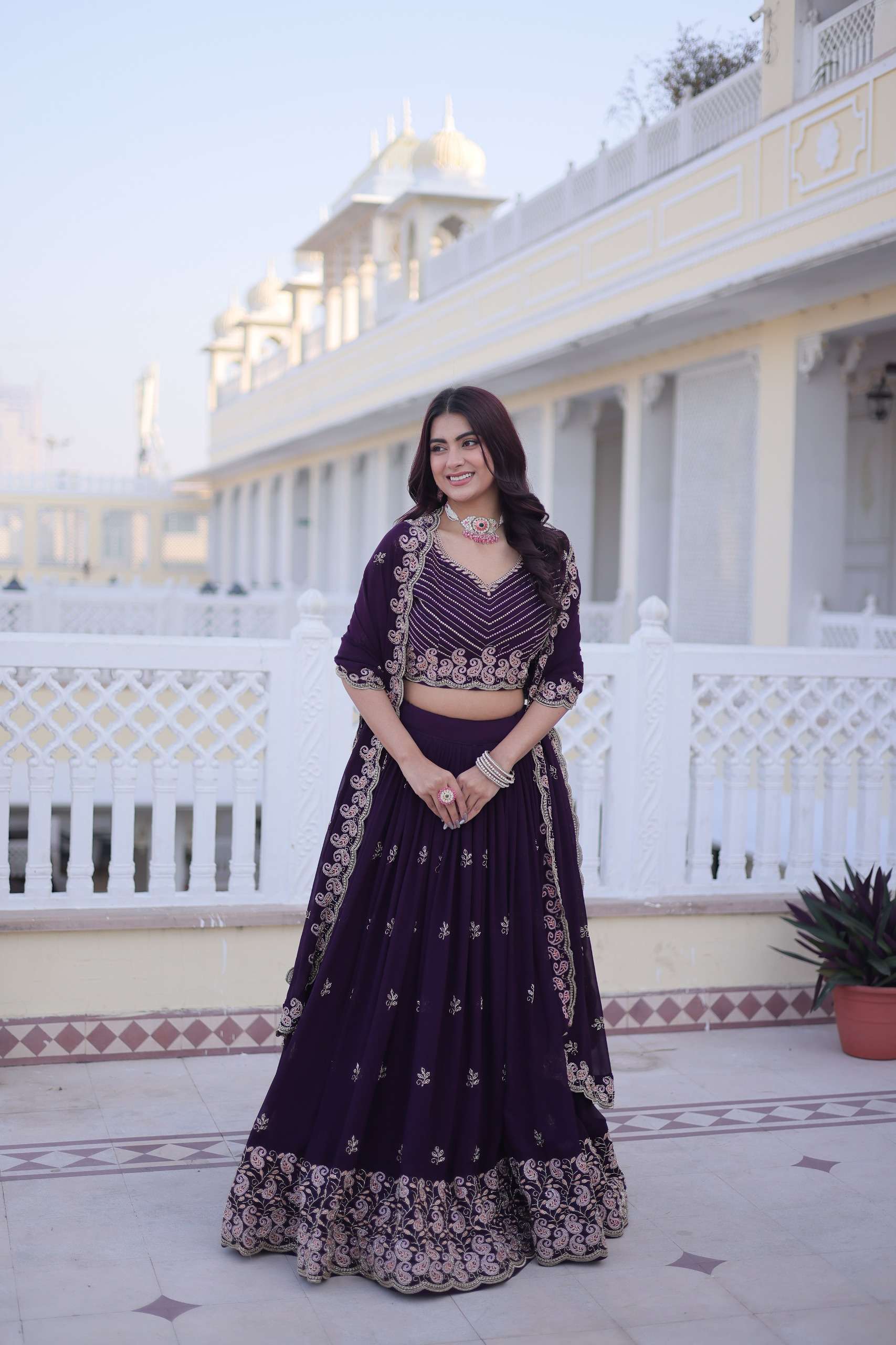 KA 5064 GEORGETTE EMBROIDERY DESIGNER FESTIVE WEAR LEHENGA CHOLI COLLECTIONS 