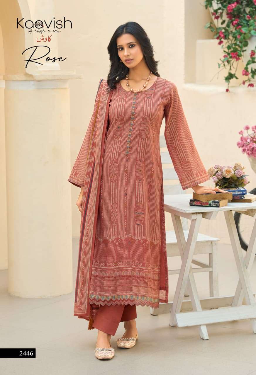 KAAVISH ROSE CHANDERI DIGITAL WITH EMBROIDERY WORK SUITS 