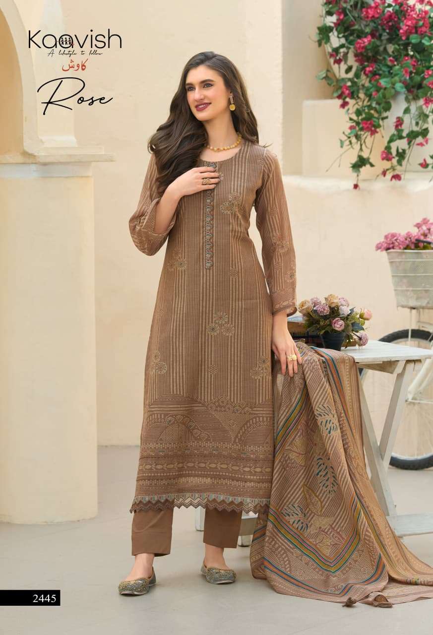 KAAVISH ROSE CHANDERI DIGITAL WITH EMBROIDERY WORK SUITS 