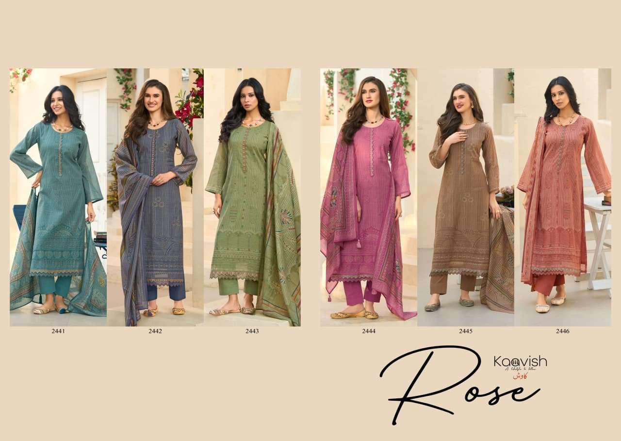 KAAVISH ROSE CHANDERI DIGITAL WITH EMBROIDERY WORK SUITS 