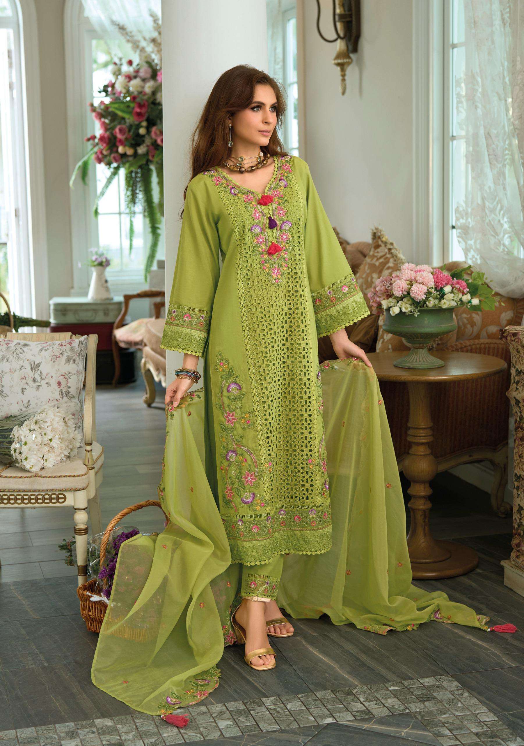 KAILEE FASHION SAFARNAMA VOL 8 COTTON SCHIFLI DESIGNER WORK LADIES SUIT