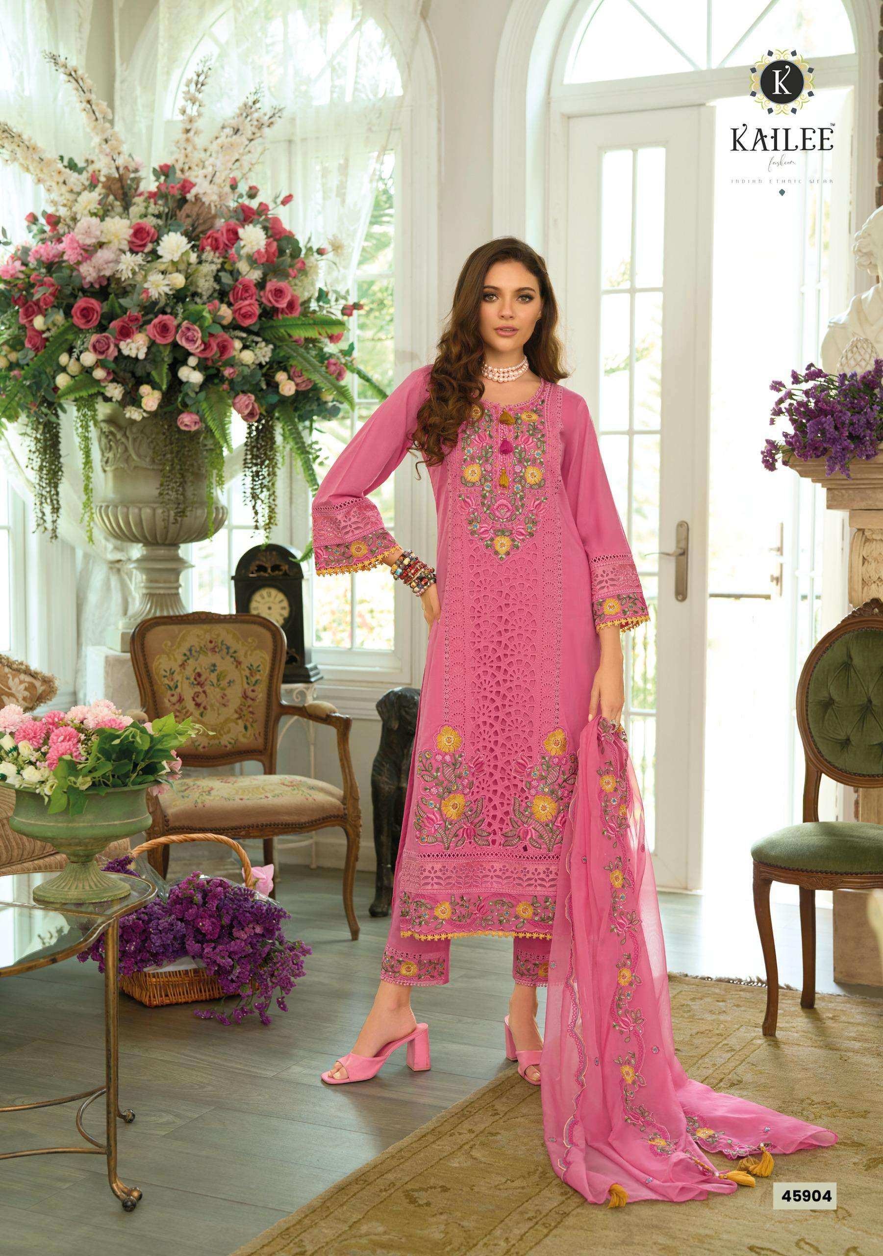 KAILEE FASHION SAFARNAMA VOL 8 COTTON SCHIFLI DESIGNER WORK LADIES SUIT