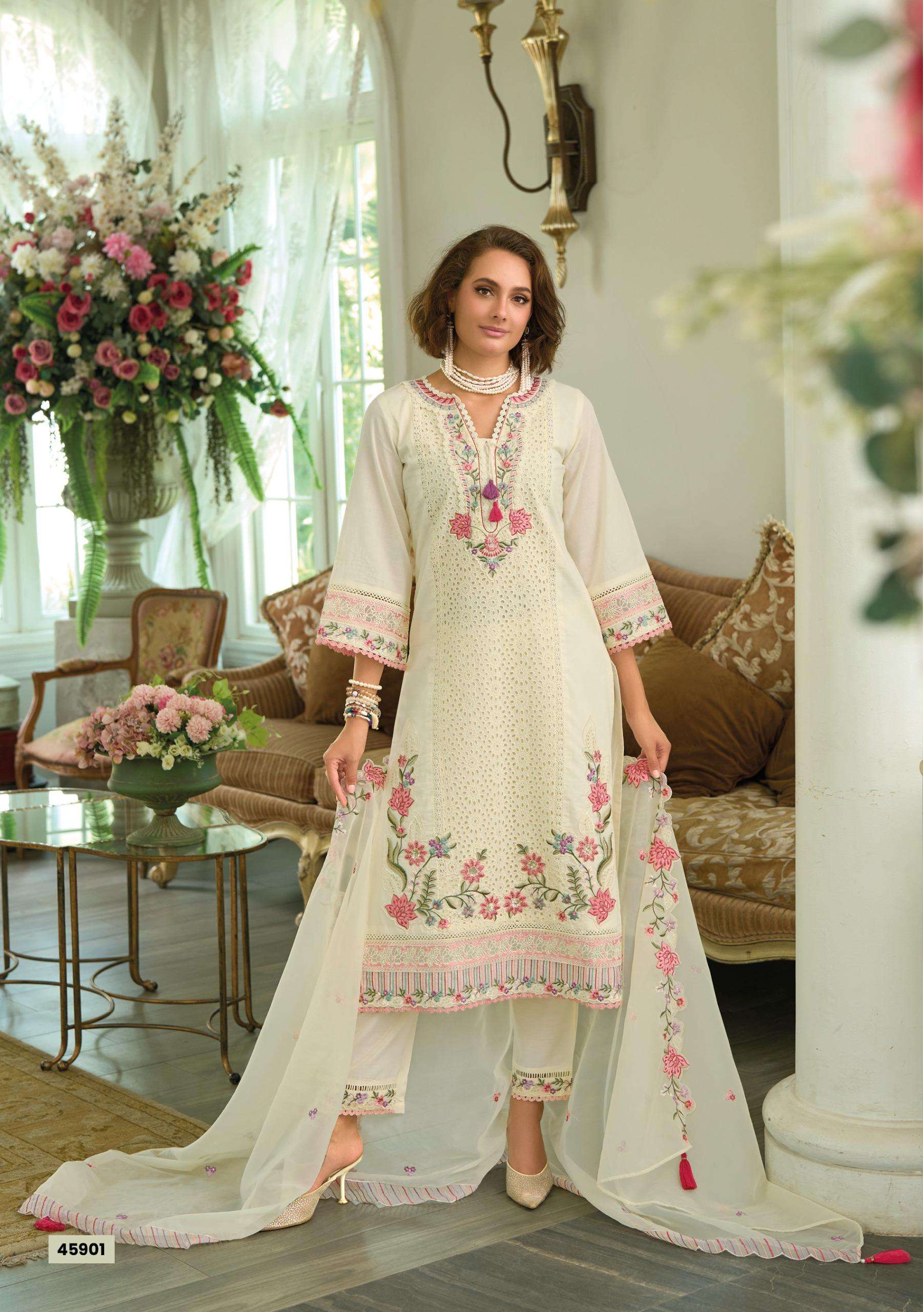 KAILEE FASHION SAFARNAMA VOL 8 COTTON SCHIFLI DESIGNER WORK LADIES SUIT
