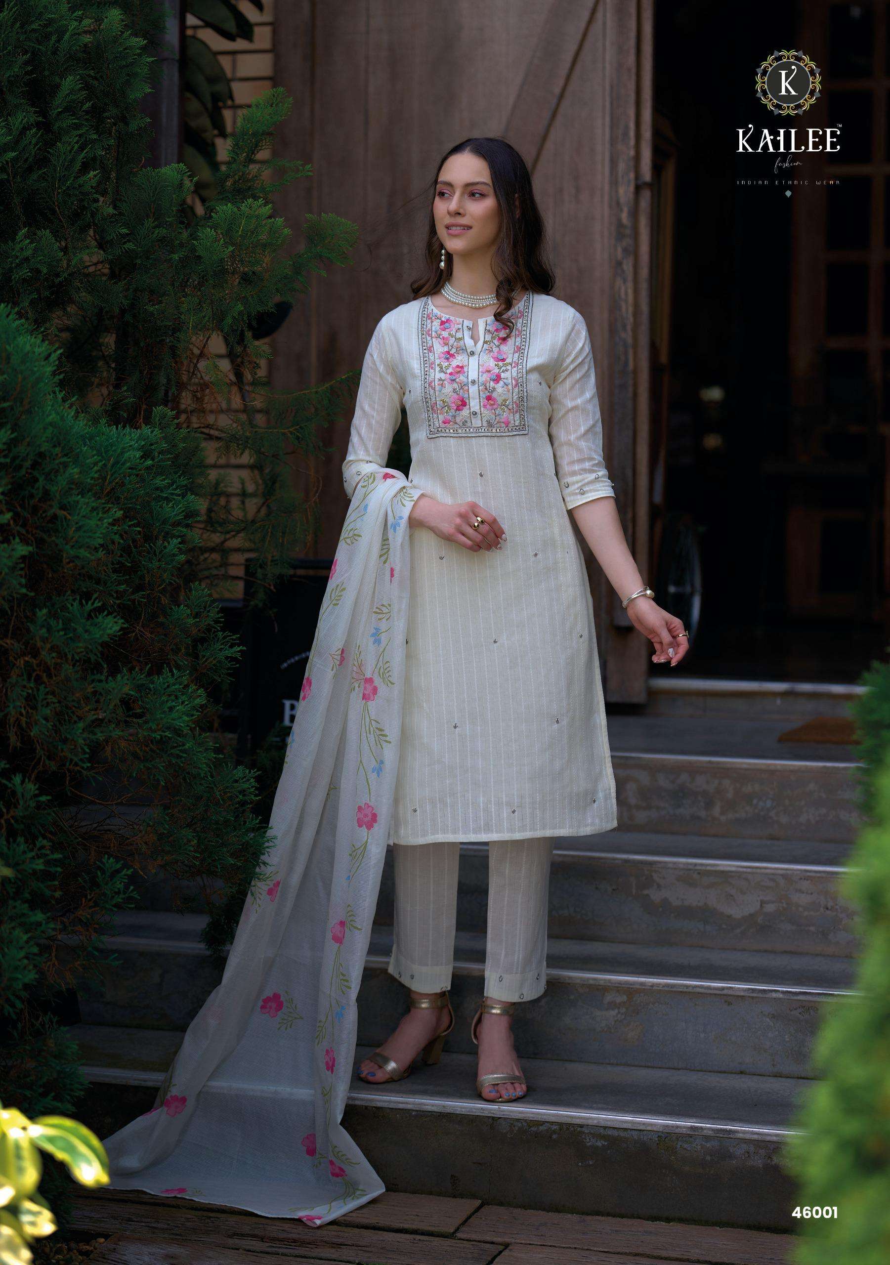 KAILEE FASHION SUMMER GARDEN COTTON FANCY DESIGNER WORK LADIES 3PCS SUIT