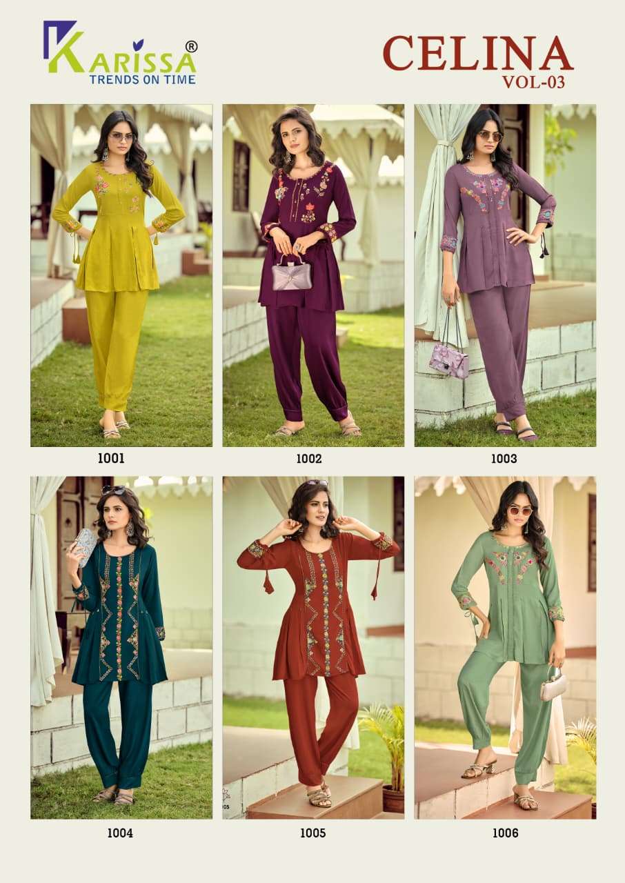 KARISSA CELINA VOL 3 VISCOSE FANCY WORKS LADIES TOP WITH BOTTOM PAIR 