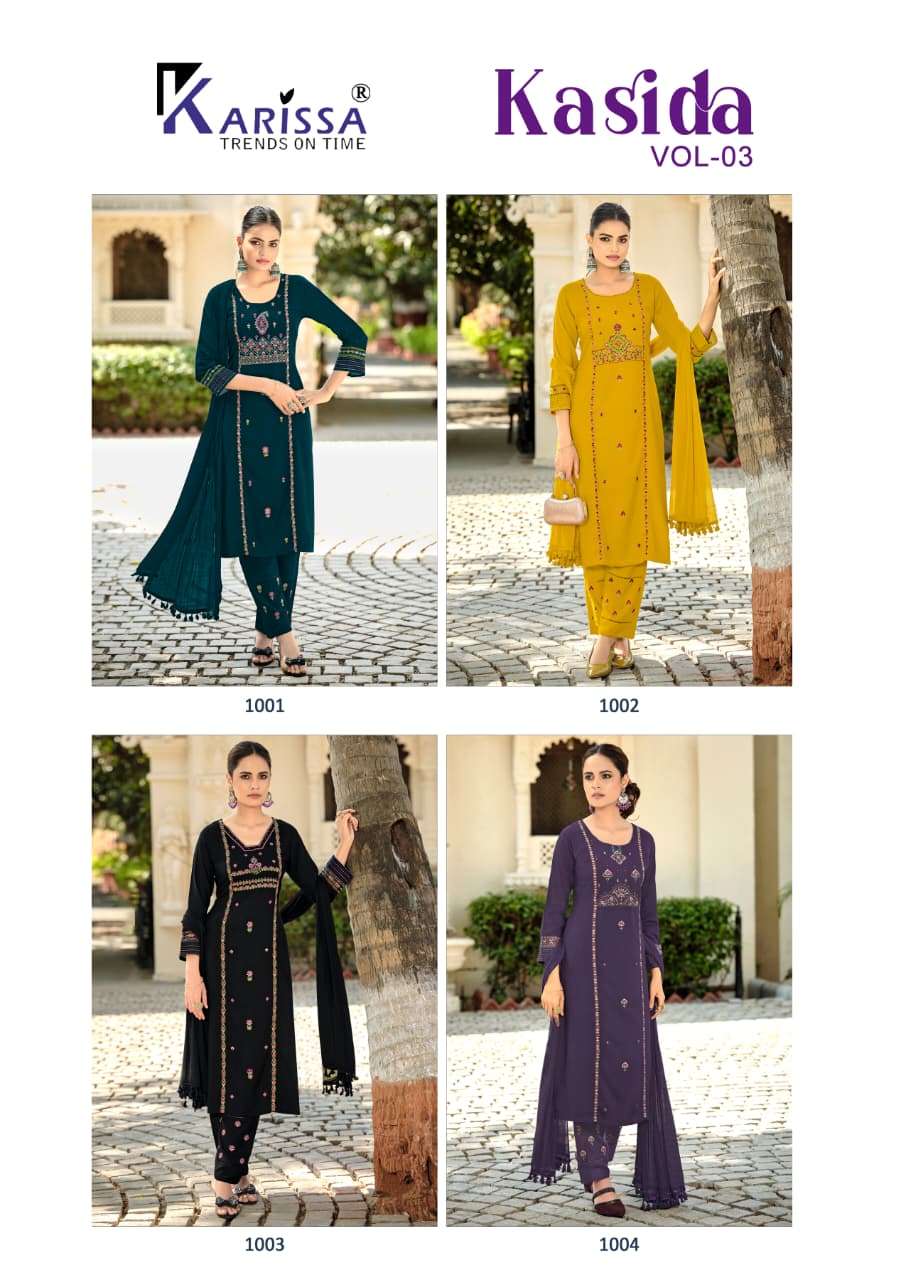KARISSA KASIDA VOL 3 RAYON FANCY WORK LADIES 3PCS SET COLLECTION 
