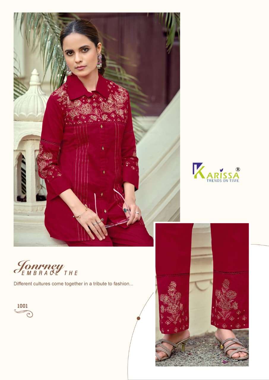 KARISSA MARIA COTTON FANCY PREETY LOOK DESIGNER WORK LADIES TOP WITH BOTTOM PAIR 