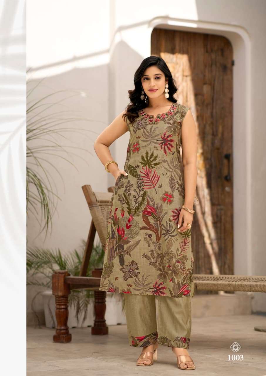 KARISSA MISHKA VISCOSE FANCY PRINT LONG KURTI WITH BOTTOM PAIR 