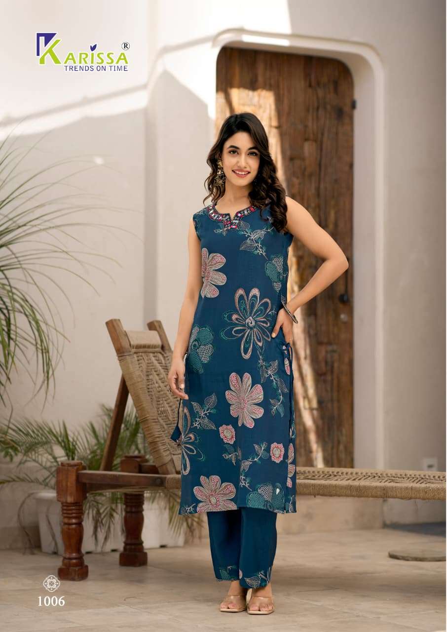 KARISSA MISHKA VISCOSE FANCY PRINT LONG KURTI WITH BOTTOM PAIR 