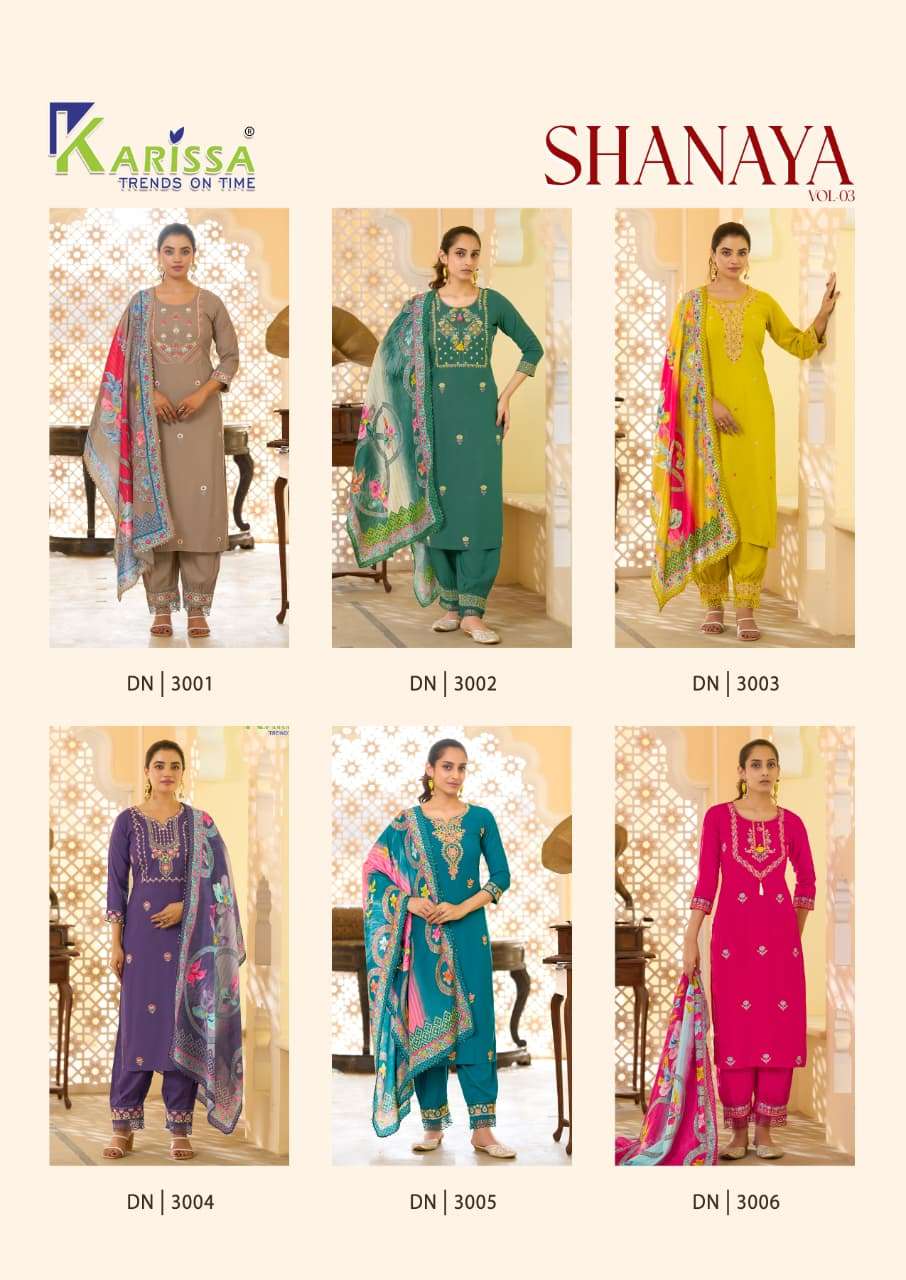 KARISSA SHANAYA VOL 3	RAYON FANCY WORKS LADIES 3PIECE SET COLLECTION 