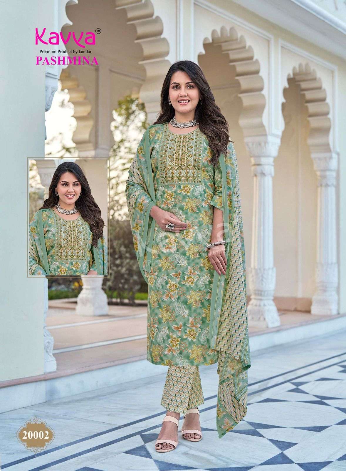 KAVYA PASHMINA VOL 20 COTTON PRINT LADIES KURTI BOTTOM AND DUPATTA SET 