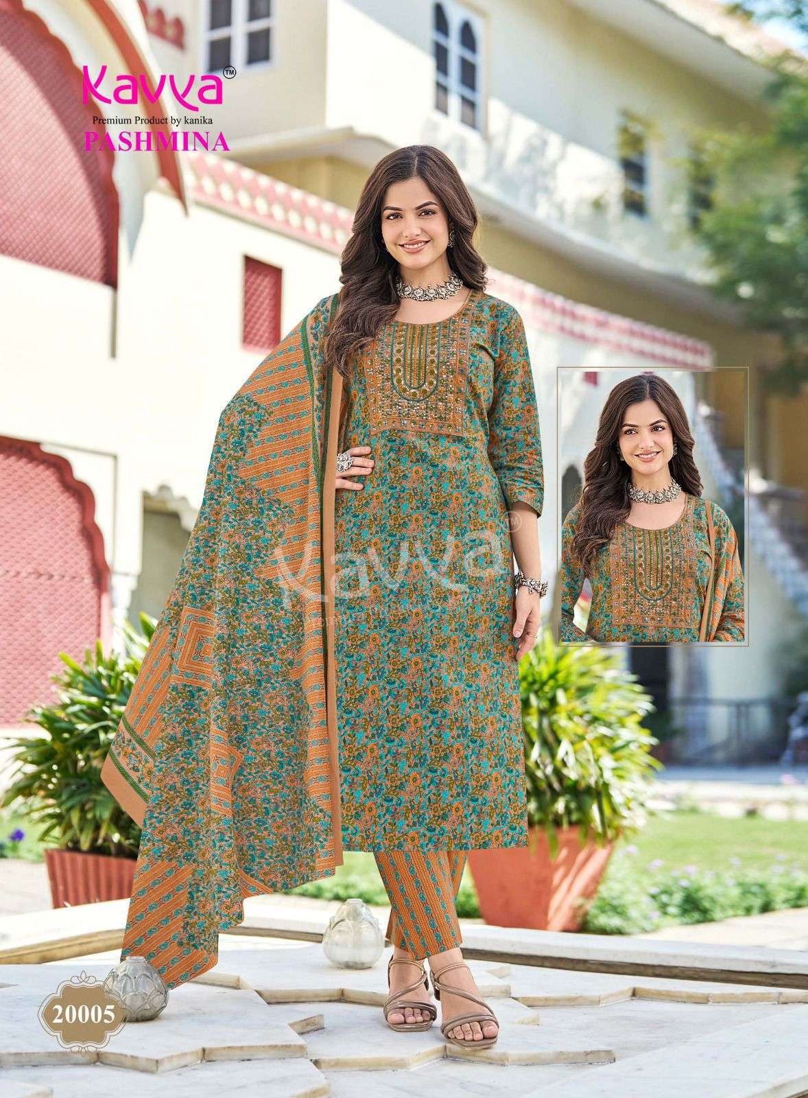 KAVYA PASHMINA VOL 20 COTTON PRINT LADIES KURTI BOTTOM AND DUPATTA SET 
