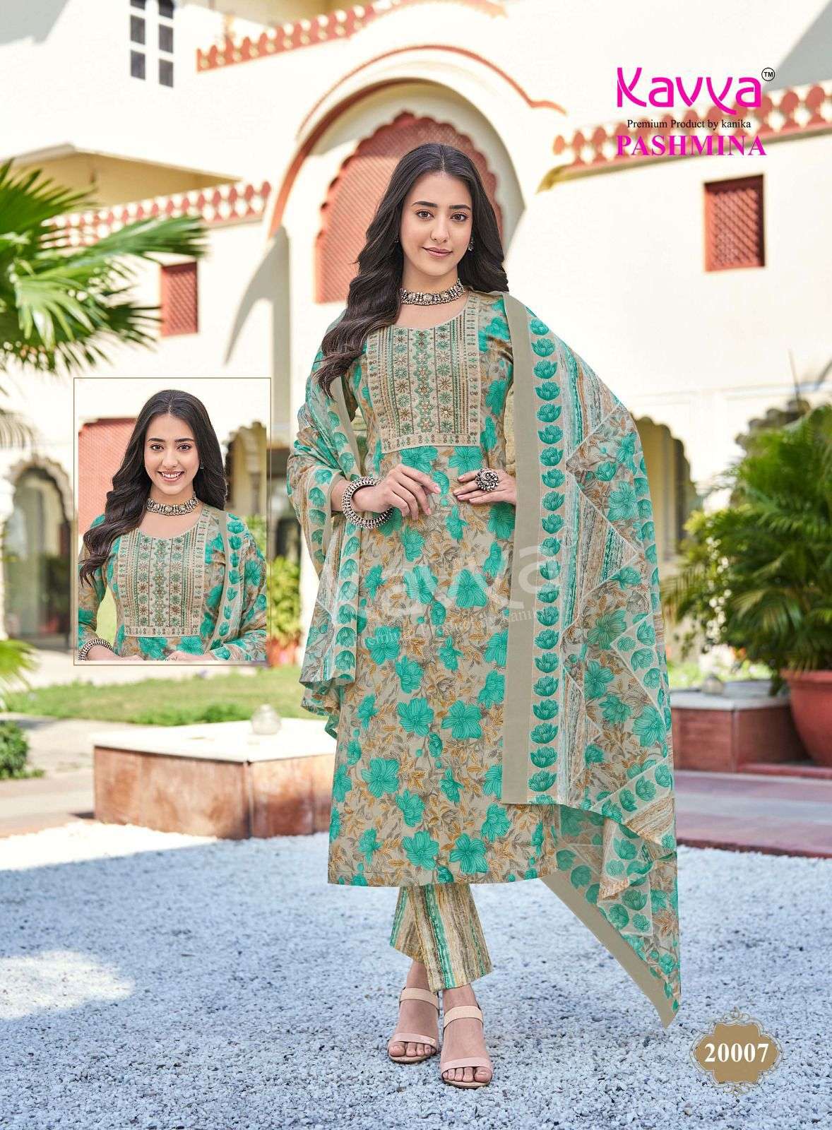 KAVYA PASHMINA VOL 20 COTTON PRINT LADIES KURTI BOTTOM AND DUPATTA SET 