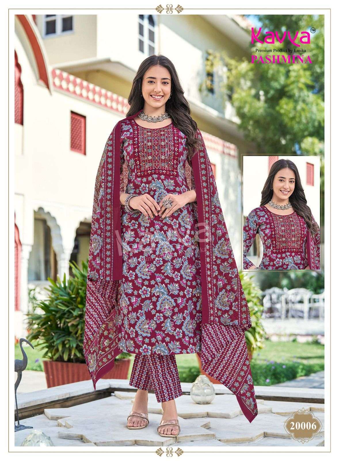 KAVYA PASHMINA VOL 20 COTTON PRINT LADIES KURTI BOTTOM AND DUPATTA SET 