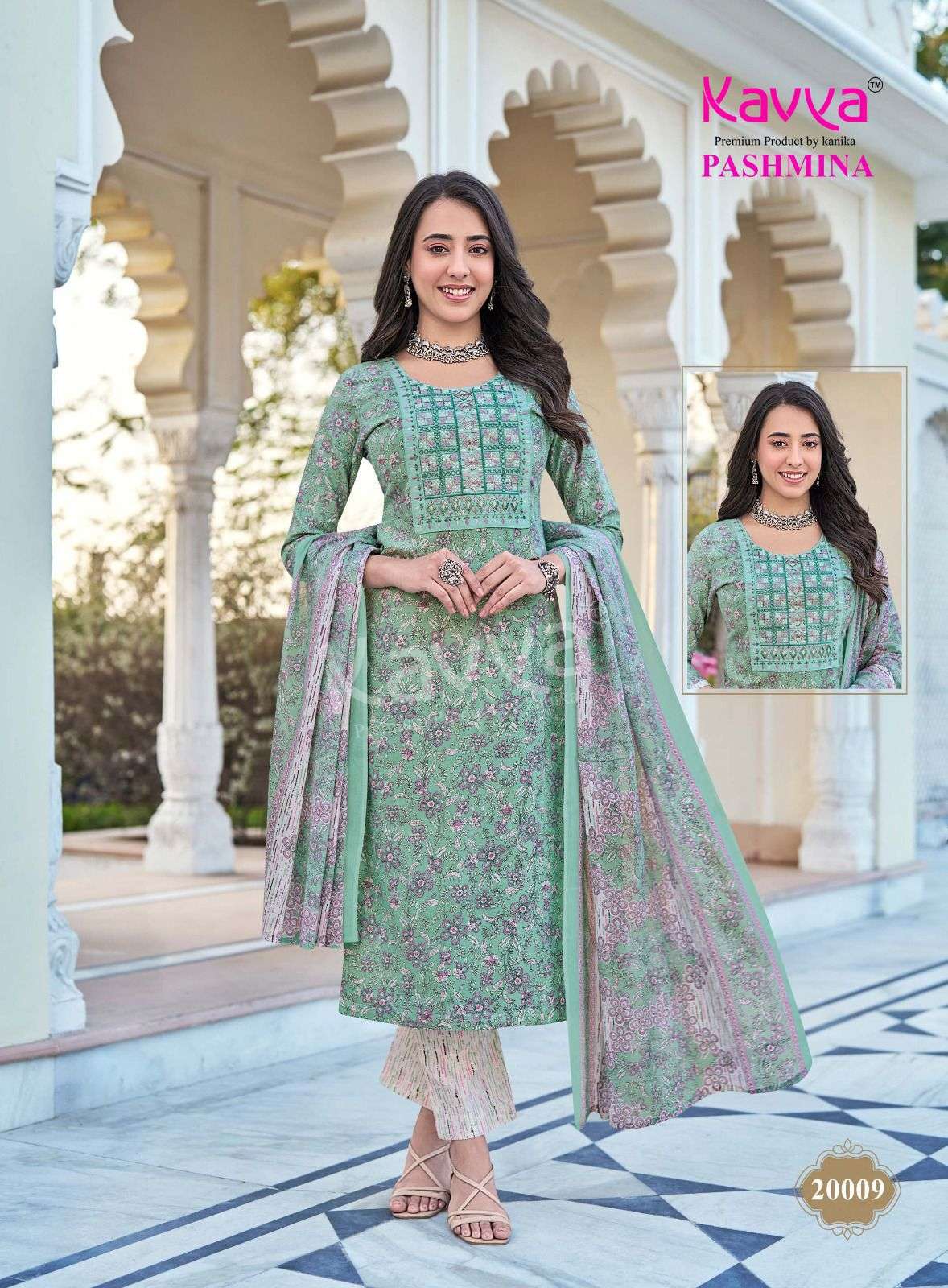 KAVYA PASHMINA VOL 20 COTTON PRINT LADIES KURTI BOTTOM AND DUPATTA SET 