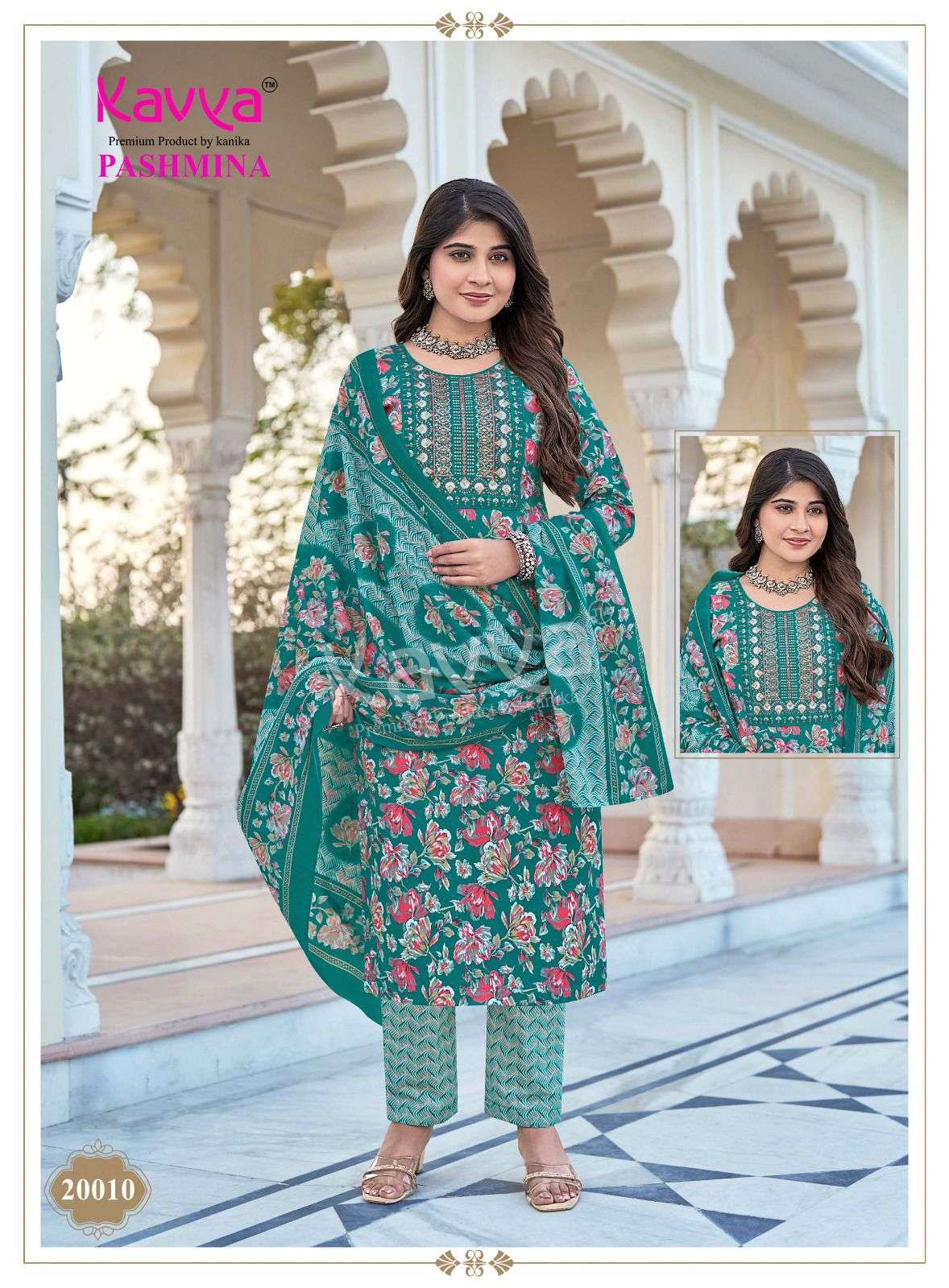 KAVYA PASHMINA VOL 20 COTTON PRINT LADIES KURTI BOTTOM AND DUPATTA SET 