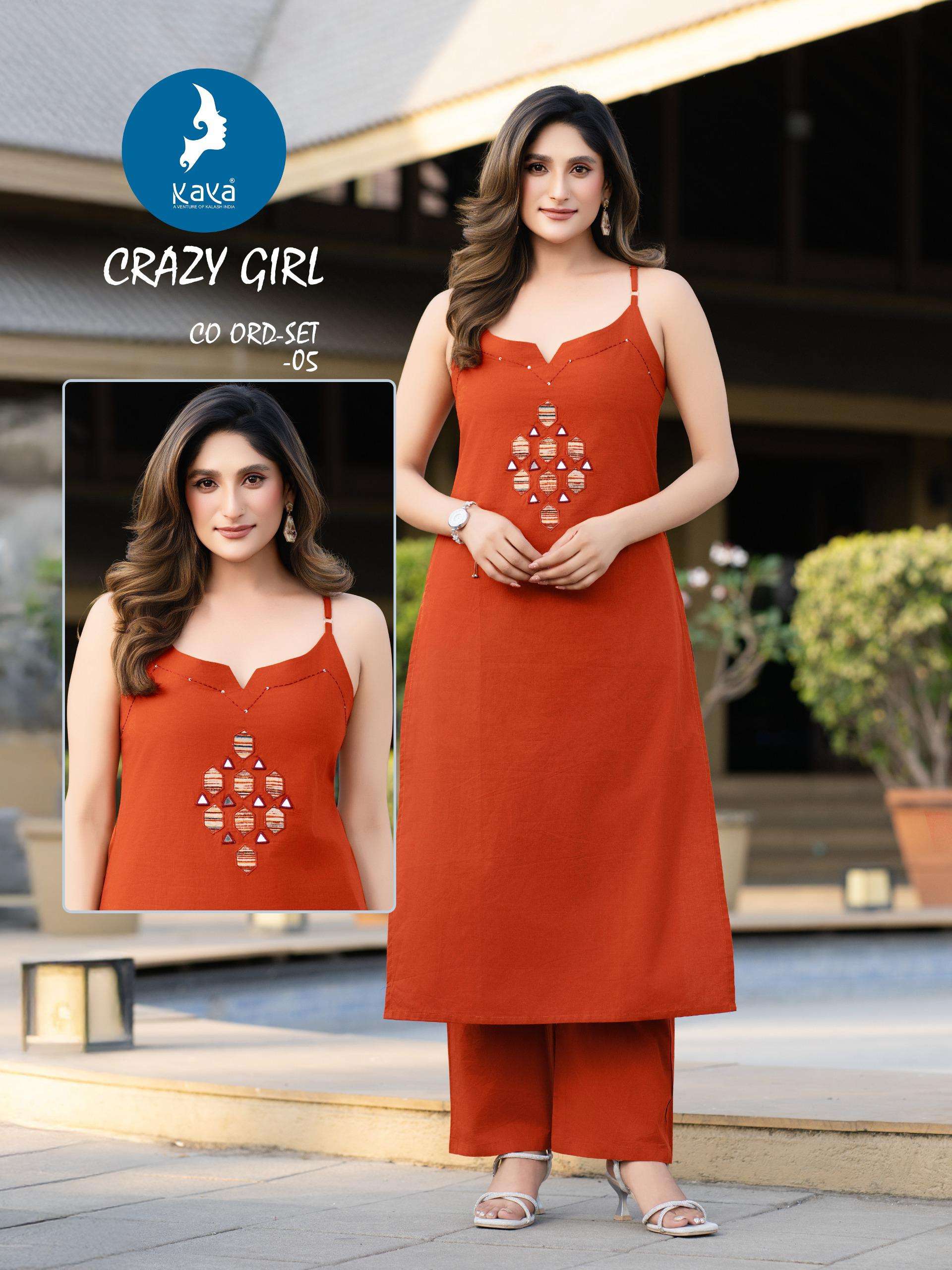  KAYA CRAZY GIRL COTTON FANCY SUMMER WEAR SLEEVELESS KURTI WITH BOTTOM PAIR 