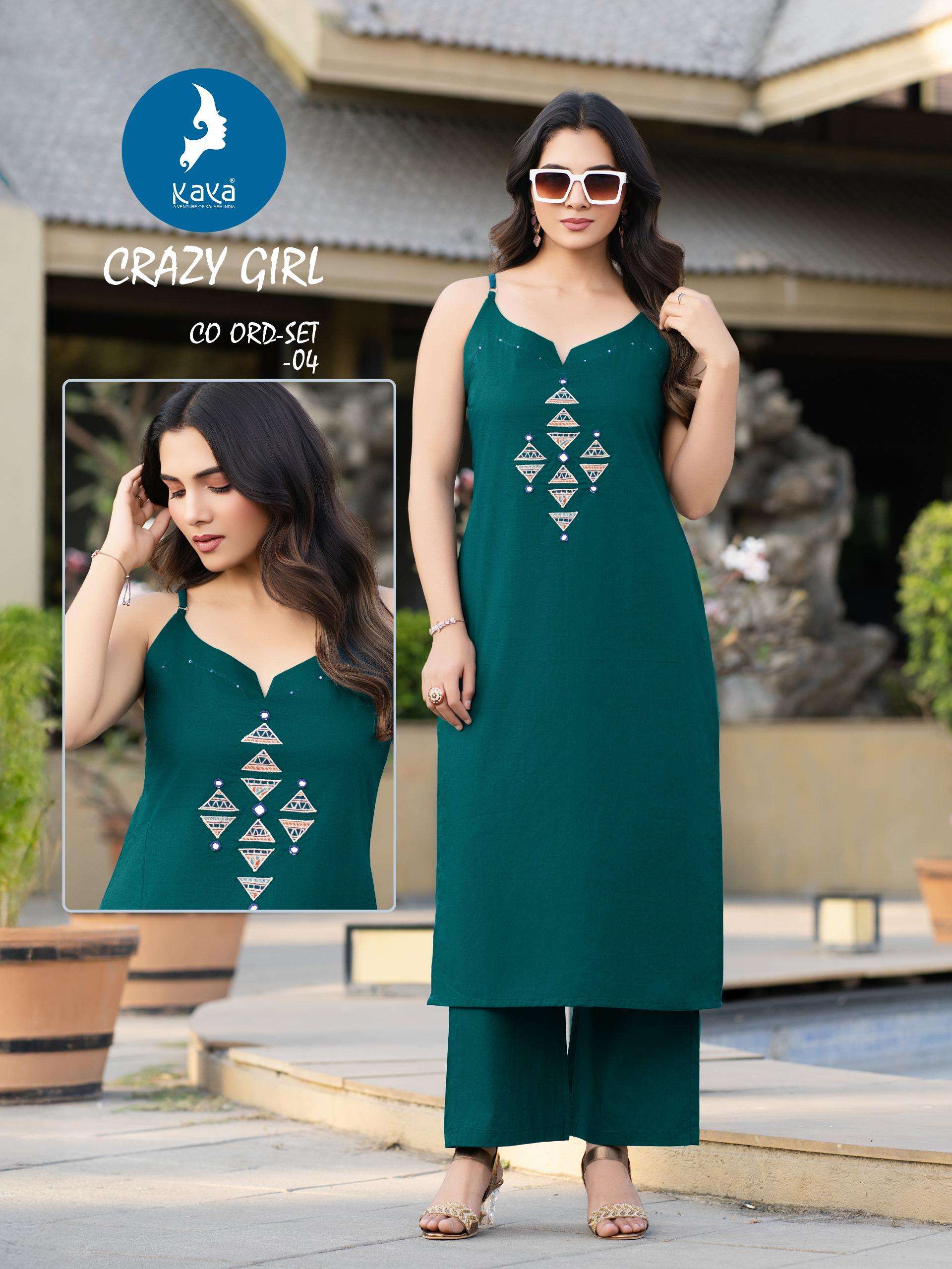  KAYA CRAZY GIRL COTTON FANCY SUMMER WEAR SLEEVELESS KURTI WITH BOTTOM PAIR 