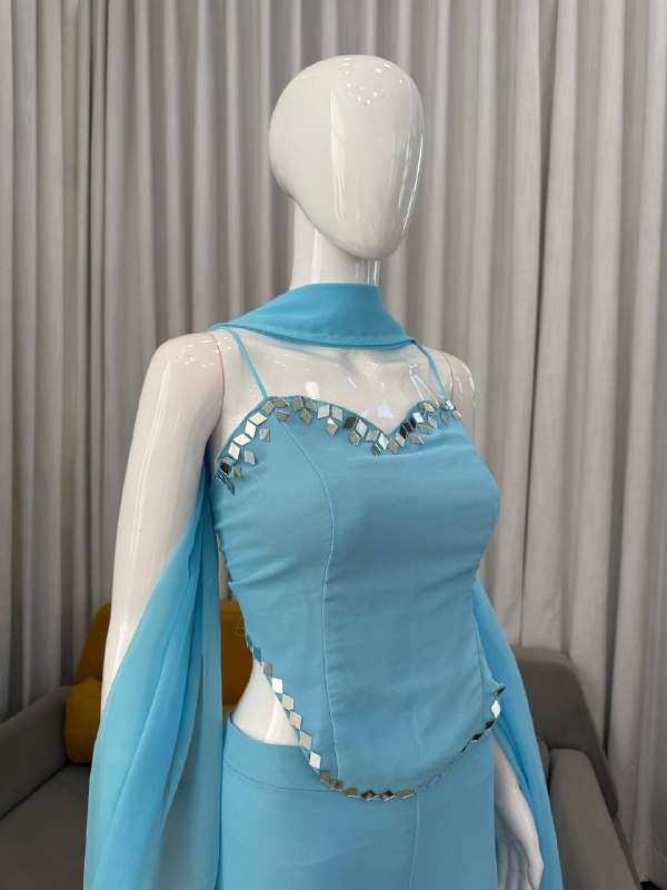 KD 1590 GEORGETTE PREETY LOOK DESIGNER TOP SHARARA WITH DUPATTA SET 
